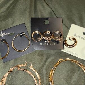 Gold Hoop Earrings & Stackable Rings Bundle Windsor Kim Rogers